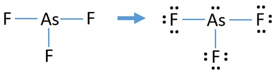 mark lone pairs on fluorine and arsenic atoms in AsF3 lewis structure